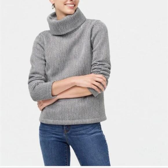 J. Crew Herringbone Funnel neck Pullover - Picture 2 of 9